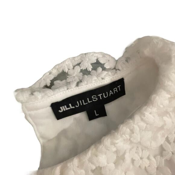 JILL Jill Stuart white floral lace ruffle sleeve blouse size large - Picture 12 of 13